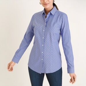 Chico's Blue Striped Button Down Shirt